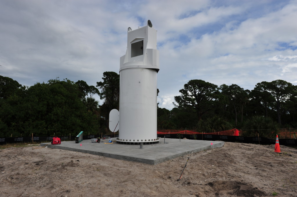 A set pedestal for one of the antennas. Cape Design Engineering Co.